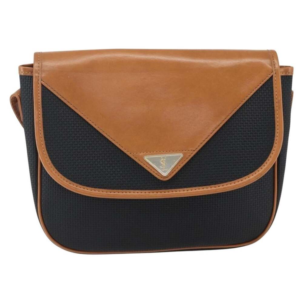 Saint Laurent Coated Canvas Shoulder Bag Black